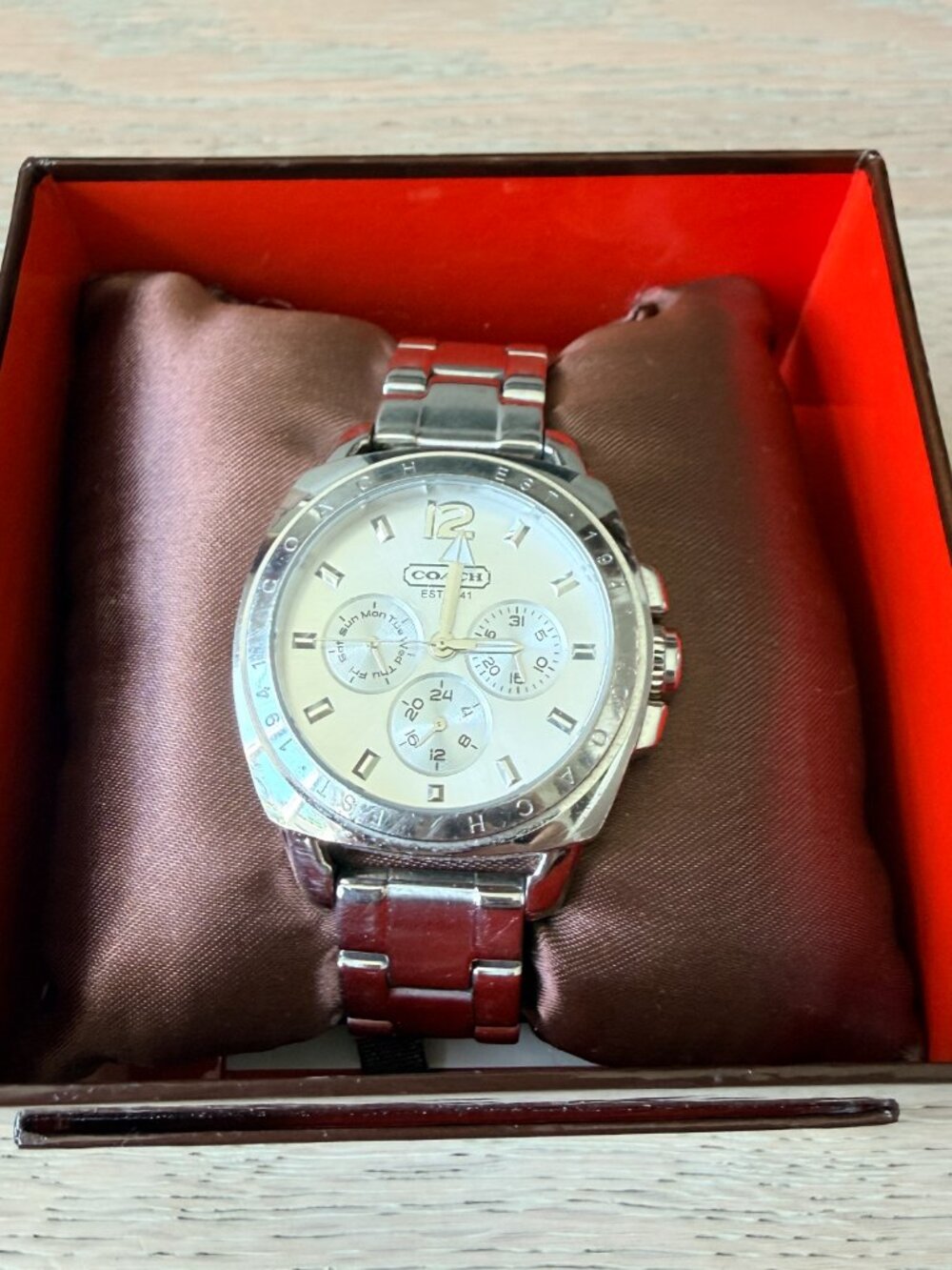 COACH Stainless Steel Women's Chronograph Boyfriend Watch *WORKS* - Picture 2 of 12